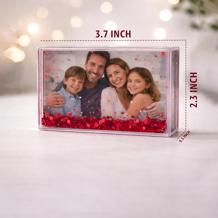 Art Street Customized Red Glitter Magnetic Photo Frame, Liquid Filled Photo Holder, Dynamic Shaking Glitter Photos Magnet, Unique Valentine’s Day Gift, Acrylic Fridge Magnet Frame, 2.3x3.7 Inch