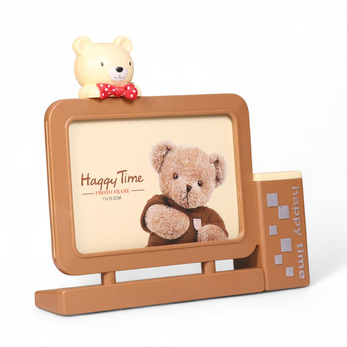 Kid's Photo Frame Creative Cute Teddy Bear with Pen Holder Stand and High Definition Glass for Table Stand Table Top Picture Frames Suits For Kid's Room, Table 10x15 cm