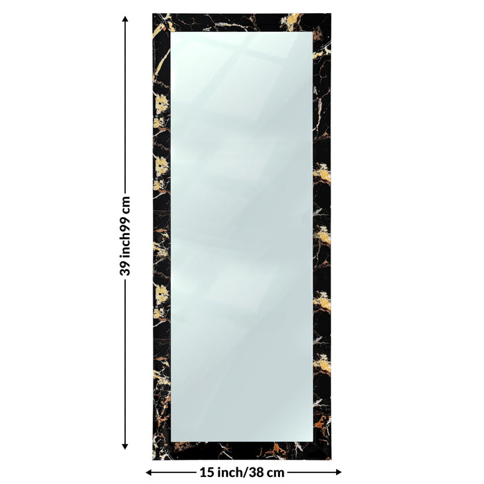 Bathroom Wall Mirror, Black Wall Mount Rectangular Makeup Mirror, Decorative Looking Glass with Frame Inner Size 12x36 Inch Outer (15x39 Inch)