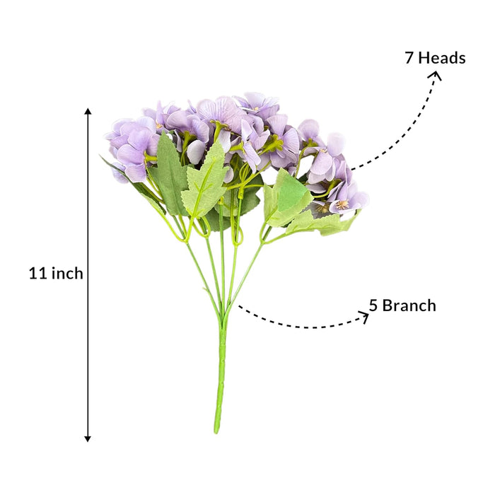 Bouquet Hydrangea Artificial Silk Flowers Bride Hand Bouquet Fake Flowers Bunch. (11 Inch, Set of 2, Purple) (Vase Not Included)