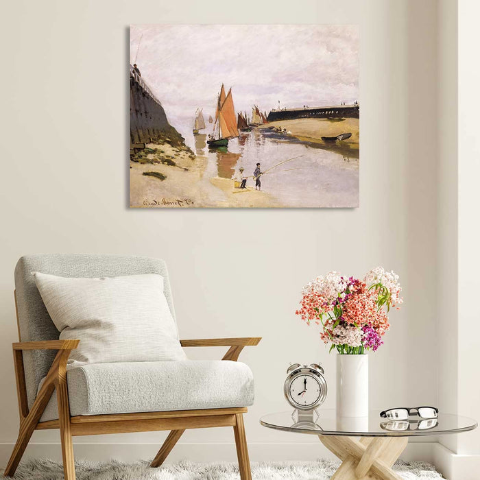 Canvas Painting Wall Art Print Picture Low Tide at Pour Ville,Near Dieppe Paper Collage (16 x 22 Inches)