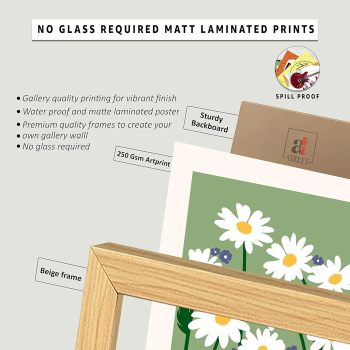 Floral Art Print, Wall Decorative Art Prints Framed Painting (17x23 Inch)