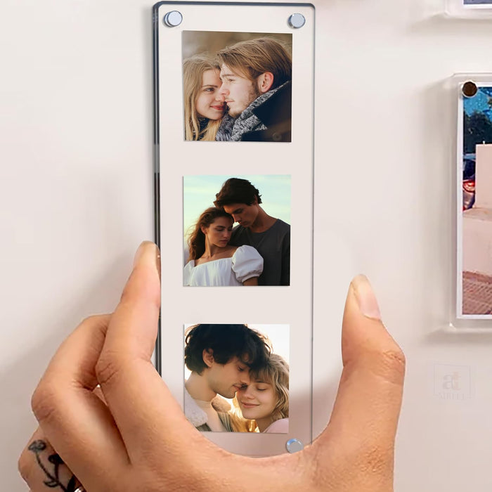 Acrylic Magnetic Picture Photo Frames 5x15 Cm Set of 2, Custom Acrylic Refrigerator, Long Rectangle Fridge Magnetic Photo Frames.