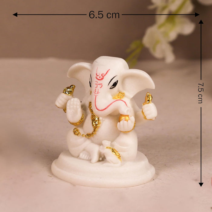 Ganesh Ji Statue Showpiece Idol, Crafted from Marble Finish Ganesh Ji Murti (White, 6x7 cm)