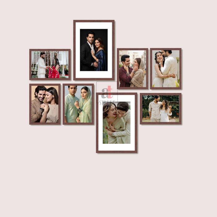 Art Street Photo Frame Set of 8 Brown Wall Decor Collage Display Hanging Family Picture Frames Gallery Collection Decor Items Wall Mount Frames Birthday Anniversary Gift, 8x12 and 12x16 In