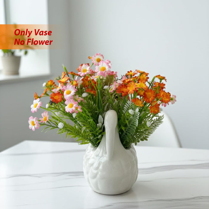 Art Street Elegant Swan-Shaped Ceramic Vase | Glossy White Decorative Flower Vase for Home, Living Room & Table Décor, (Vase Only Not Plant)