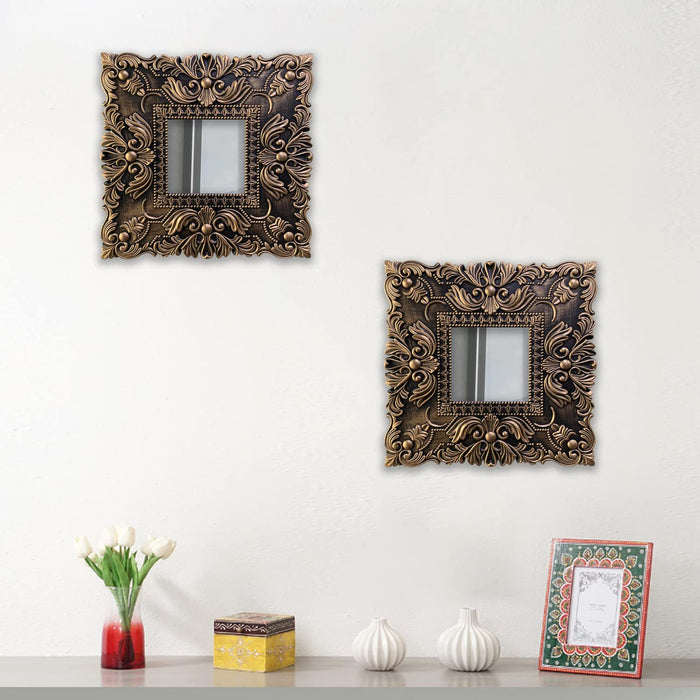 Vintage Decorative Wooden Photo Frame Antique Finish, Square Shape Decorative Wall Mirror for Home Dcor
