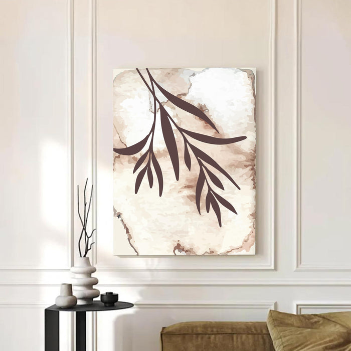 Abstract leaves Stretched Canvas Wall Art Modern Boho Illustration Painting for Home & Office Wall Decor, (16x22 Inch)