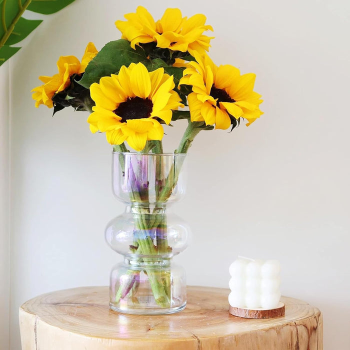 Glass Flower Vase for Modern Decorative Flower and Plants for Table Centerpiece Decoration (10x18 cm)