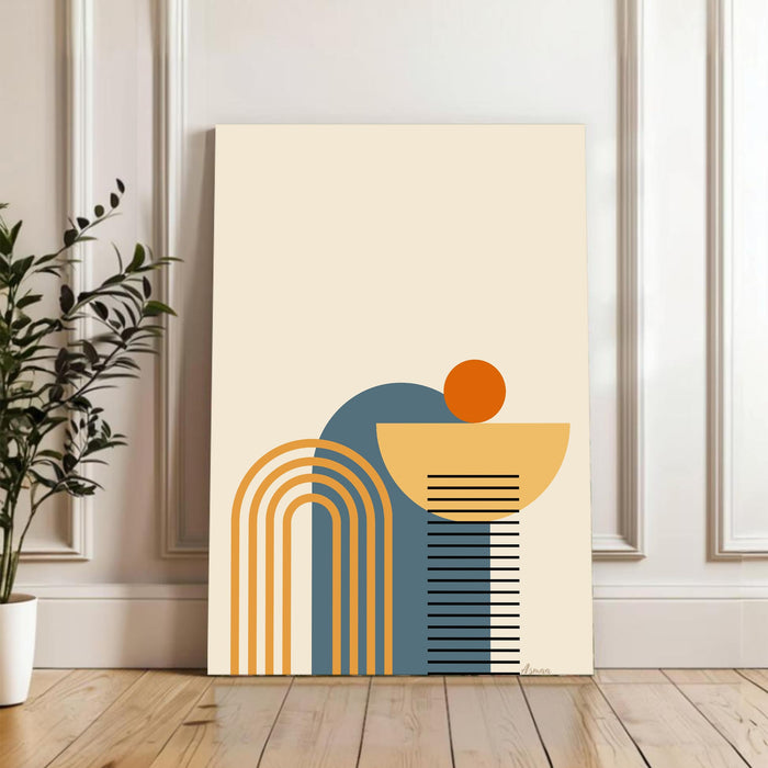 Abstract Smooth wrinkle Stretched Canvas Wall Art Modern Boho Illustration Painting for Home & Office Wall Decor, (16x22 Inch)