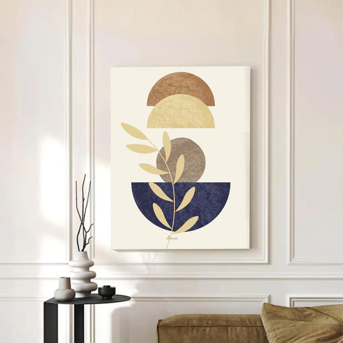 Abstract leaves face Stretched Canvas Wall Art Modern Boho Illustration Painting for Home & Office Wall Decor, (16x22 Inch)