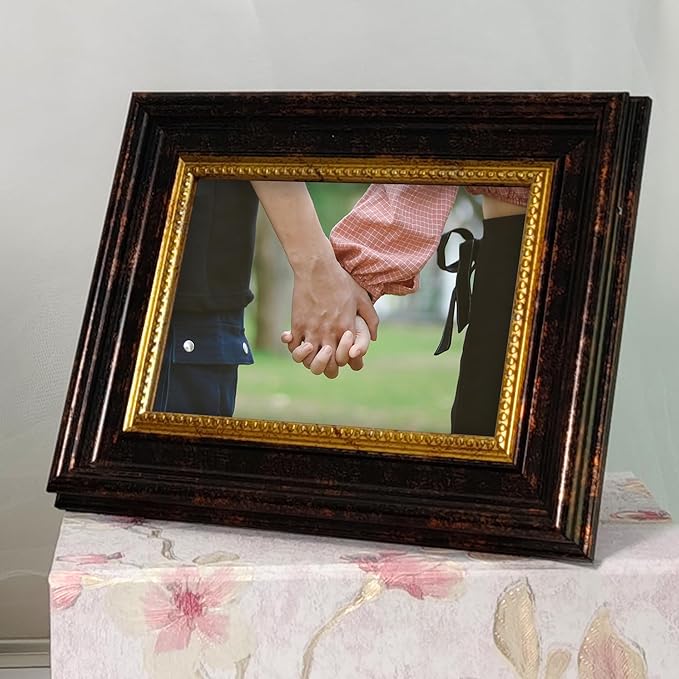 Photo Frame for Table, Plexi Glass, Engineered Wood Photo Frame (Gold)
