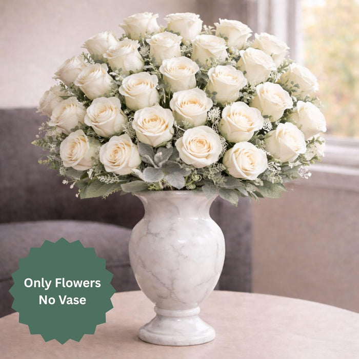 Art Street Artificial White Rose Flowers Bouquet for ' S Day, Rose Flowers Bunch