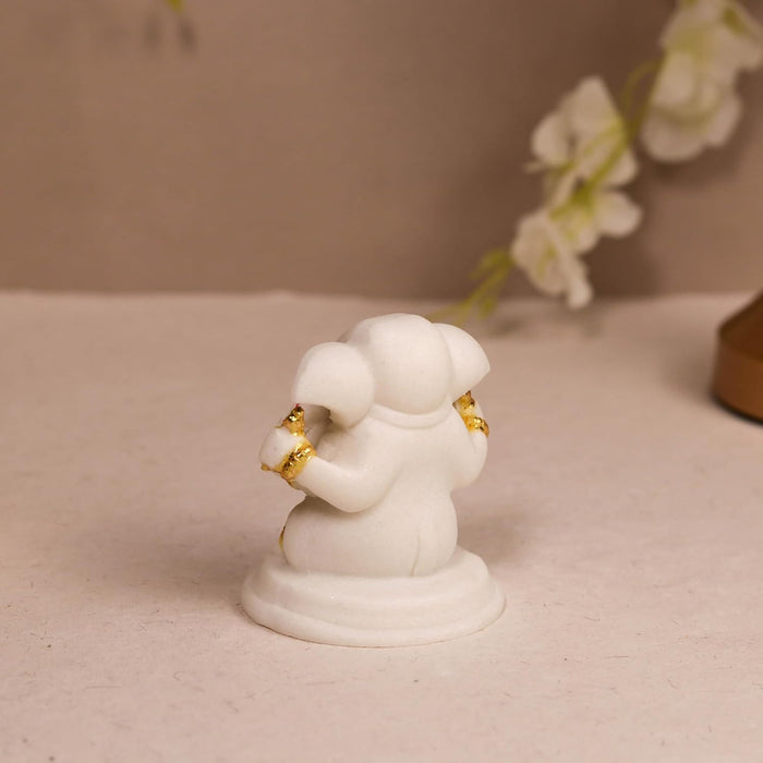 Ganesh Ji Statue Showpiece Idol, Crafted from Marble Finish Ganesh Ji Murti (White, 6x7 cm)