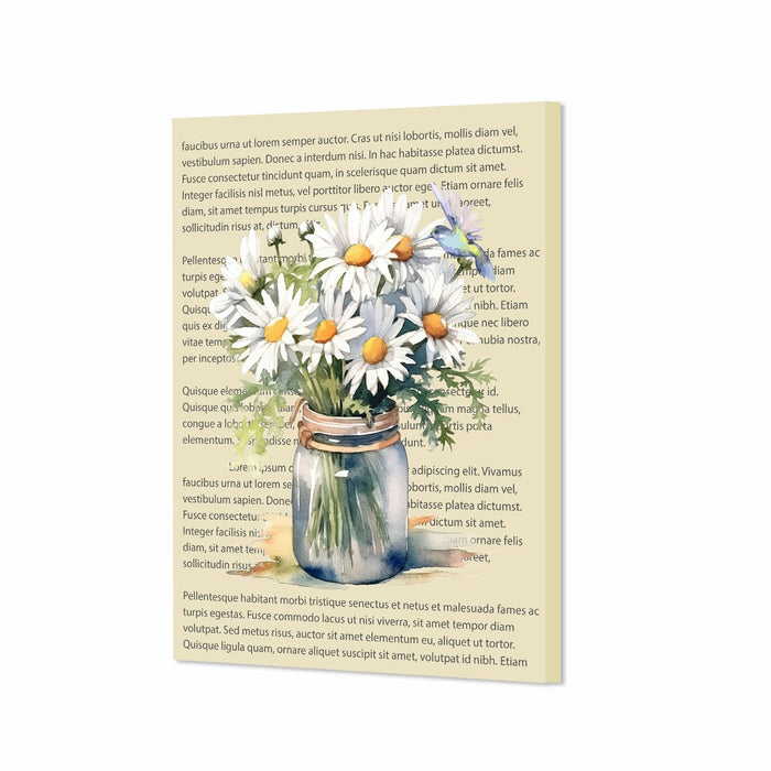 Stretched Canvas Painting Tulip Flowers Vintage Vase Dictionary Wall Art for Home Decor, Living room, Office, Hotel & Bedroom Size (12x16 inch)