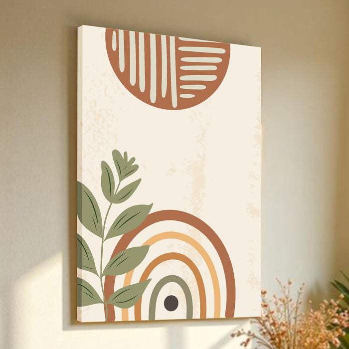 Abstract Rainbow leaves botanical Stretched Canvas Wall Art Modern Boho Illustration Painting for Home & Office Wall Decor, (16x22 Inch)