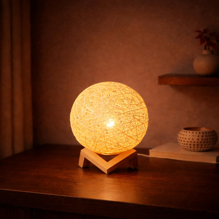 Decorative Wooden Bedside Table Lamp Night Light Desk Side Table Warm White Lamps for Living Room Bedroom 13x24 cm (with LED Light)