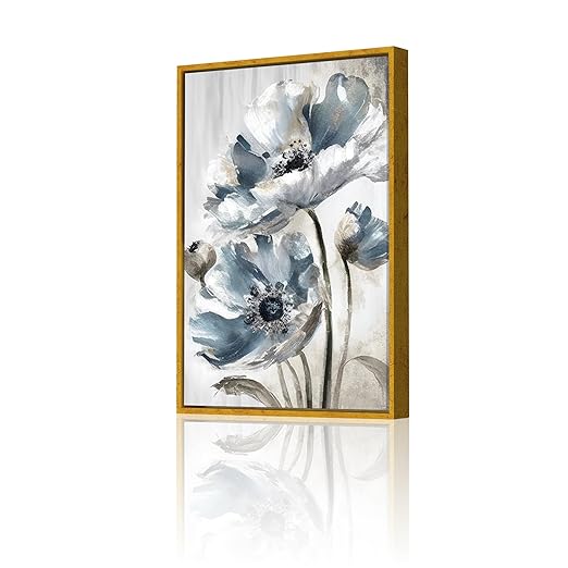 Art Street Canvas Painting Elegant Blue Flowers Decorative Wall Art For Living Room (Size:23x35 Inch)