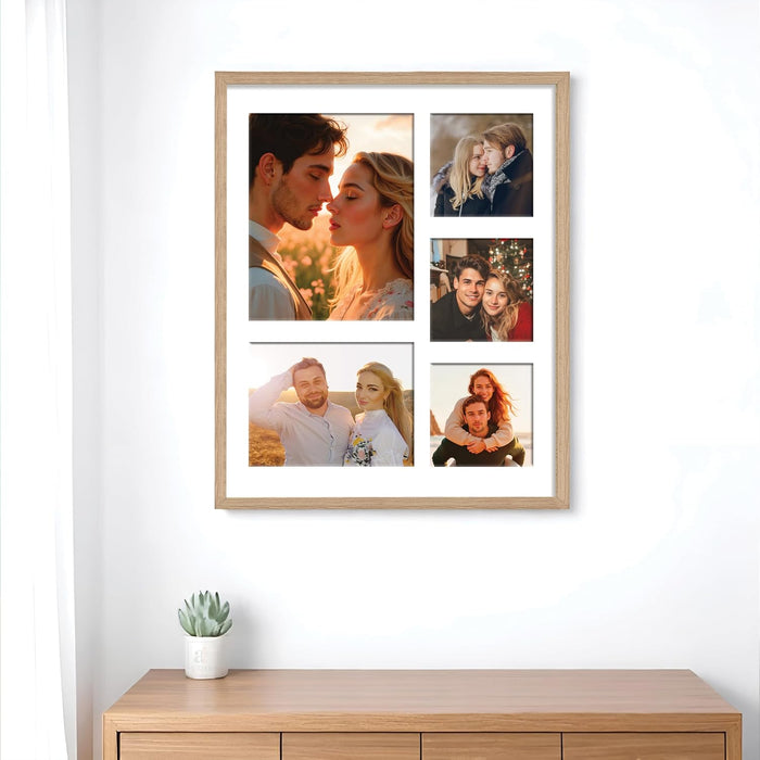 Photo Frame Collage 20x25, 15x20, 13x13 cm Photos Display 5 Openings Wall Mounting Home Décor Photo-Frame (44x54 cm)