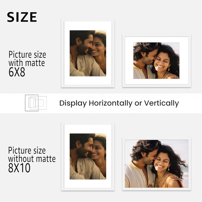 Premium White Photo Frame Set of 6 for Living Room | Classic Wooden Picture Frames for Photos, Artwork & Kids Room | Wall Décor (8x10 Inch)