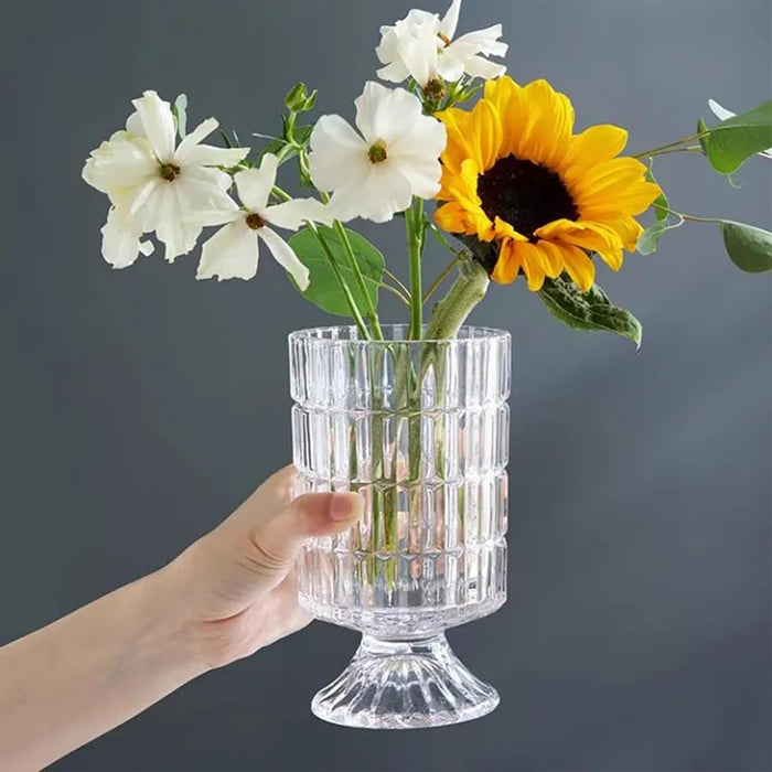 Glass Flower Vase for Modern Decorative Plants and Flower for Table Centerpiece Decoration (10x18 cm)