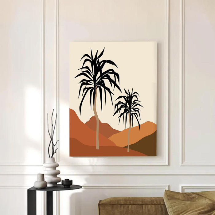 Abstract Palm Tree Stretched Canvas Wall Art Modern Boho Illustration Painting for Home & Office Wall Decor, (16x22 Inch)