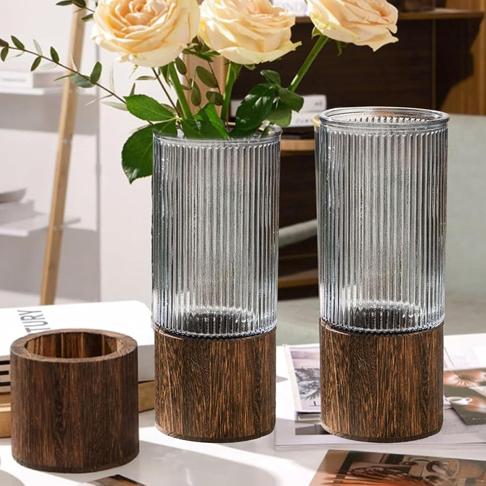 Glass Flower Vase for Modern Decorative Flower and Plants for Table Centerpiece Decoration (10x25 cm)