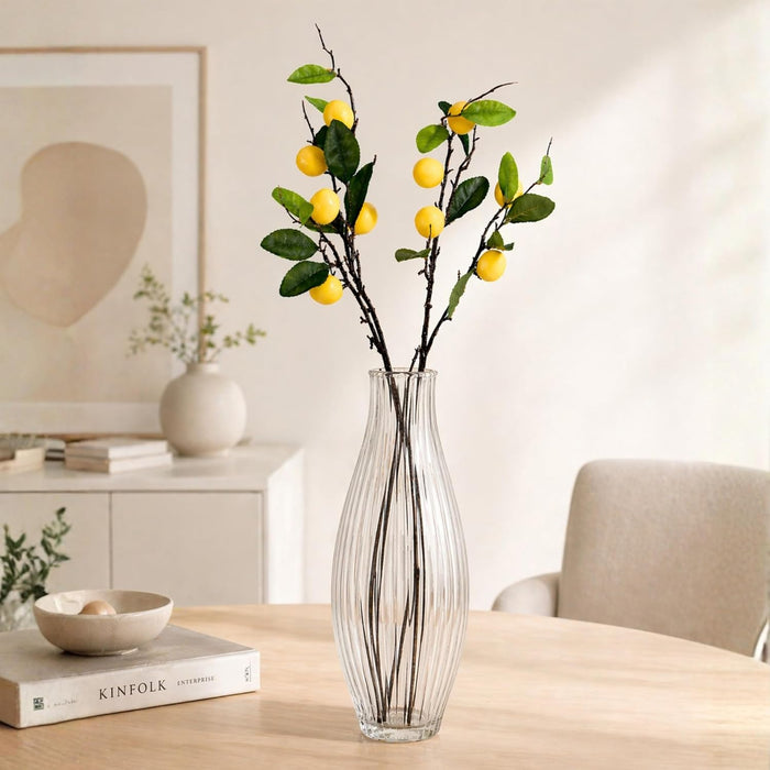 Art Street Artificial Lemon Plant Stick with Yellow Fruits – Realistic Faux Lemon Branch for Home Décor,