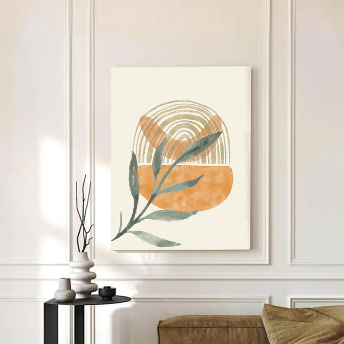 Abstract Plants Stretched Canvas Wall Art Modern Boho Illustration Painting for Home & Office Wall Decor, (16x22 Inch)