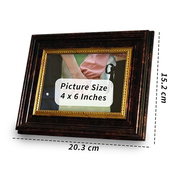 Photo Frame for Table, Plexi Glass, Engineered Wood Photo Frame (Gold)