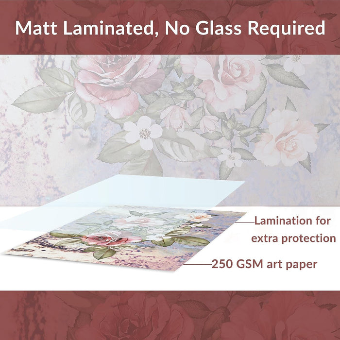 Framed Art Print Set of 3 Floral Turkish and Islamic Wall Art Prints Madhubani-Inspired Indian Prints Wall Hanging Frame Beige 25x48 cm