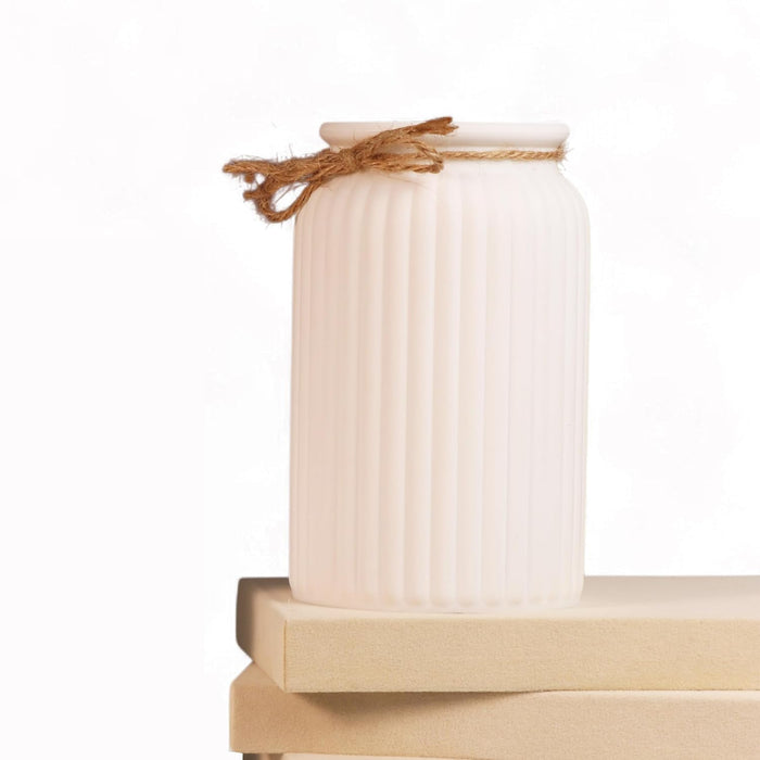 Beautiful Flower Vases PVC Pot for Plants Stand Elegant Ribbed Texture White Vase Made of Durable Plastic PVC Height - 15 cm