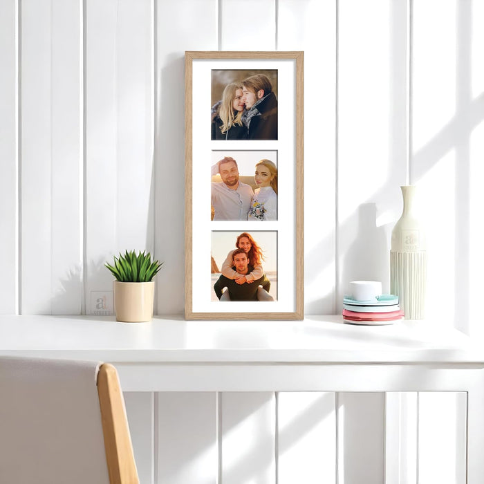 Photo Frame Collage 13x13 cm Photos Display 3 Oppenings Wall Mounting Home Décor Photo-Frame (23x49 cm)