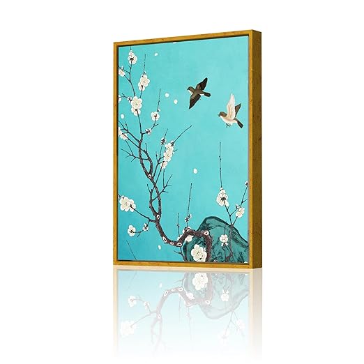Art Street Canvas Painting Flower Tree Bird Framed Decorative Wall Art For Living Room (Size:23x35 Inch)
