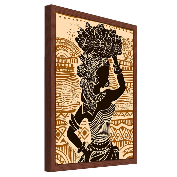 Art Street Wall Art Prints Embossed Laminated Framed, African Lady Art For Wall Décor Abstract Art (Size: 16x22 Inch)
