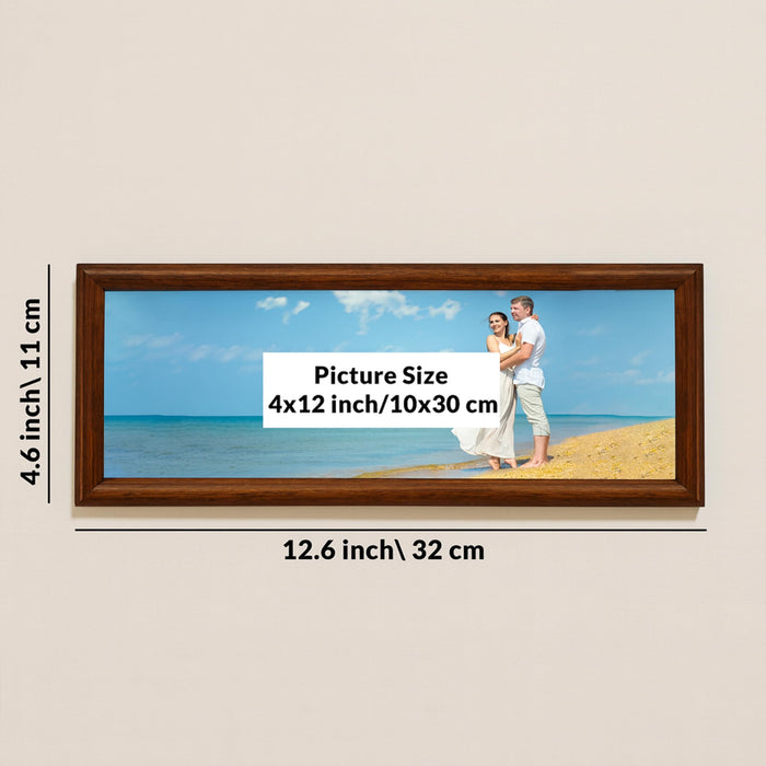 Art Street Horizontal Photo Frame Set of 2 for Tabletop Display, Brown Panoramic Wooden 4x12 Inch Picture Frames with Stand, Designer Picture Frame for Home Decor, Gift Photo Frames Set 12x32 cm