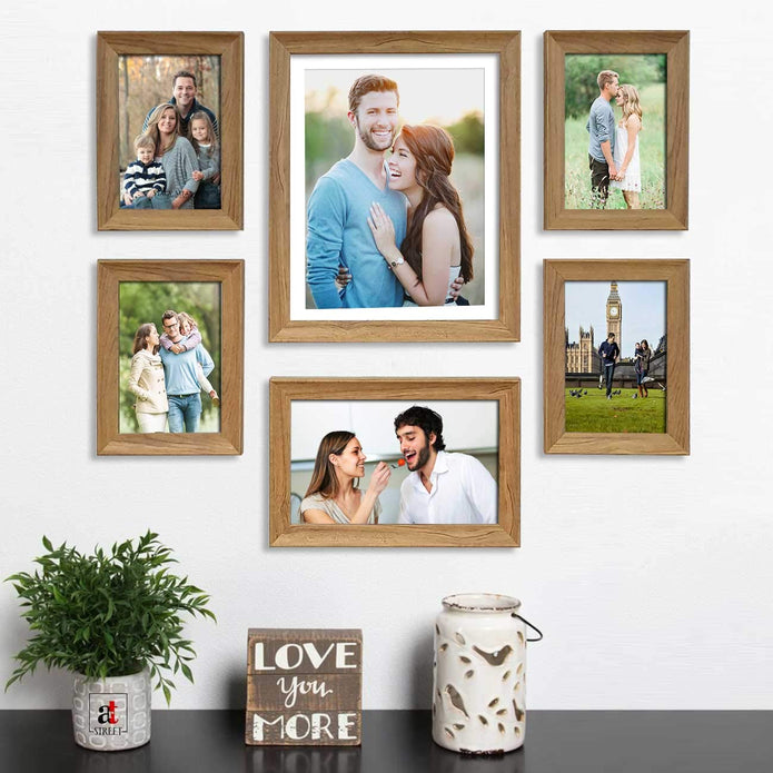 Natural Cave Elite Brown photo frames for wall ,living room ,Gift - Set of 6 . Size 5x7, 6x10, 10x12 inches