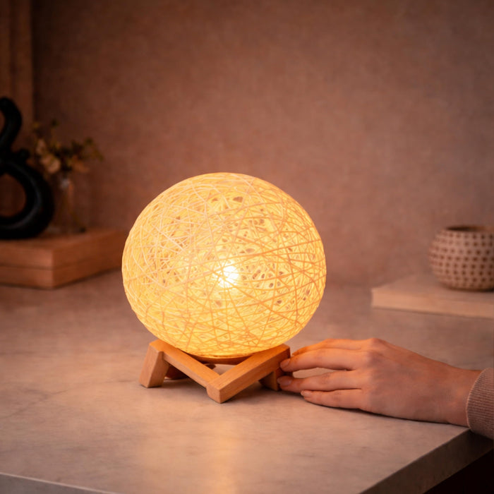 Decorative Wooden Bedside Table Lamp Night Light Desk Side Table Warm White Lamps for Living Room Bedroom 13x24 cm (with LED Light)