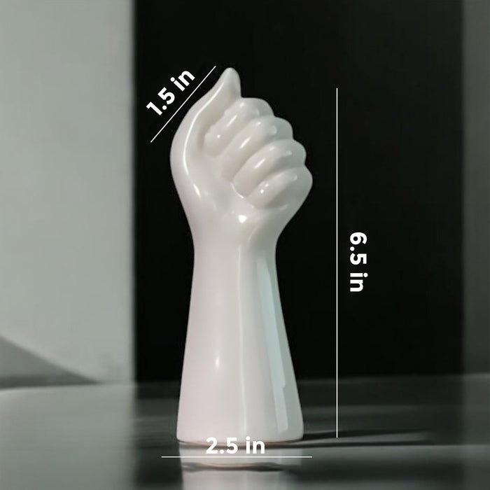 Hand Shape Ceramic Vase for Home Dcor, White (2.5x6.5 Inch), Flowers Not Included.