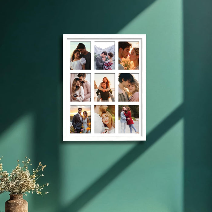 Photo Frame Collage 8x10 cm Photos Display 9 Openings Wall Mounting Home Décor Multi Opening White Photo-Frame (31x39 cm)