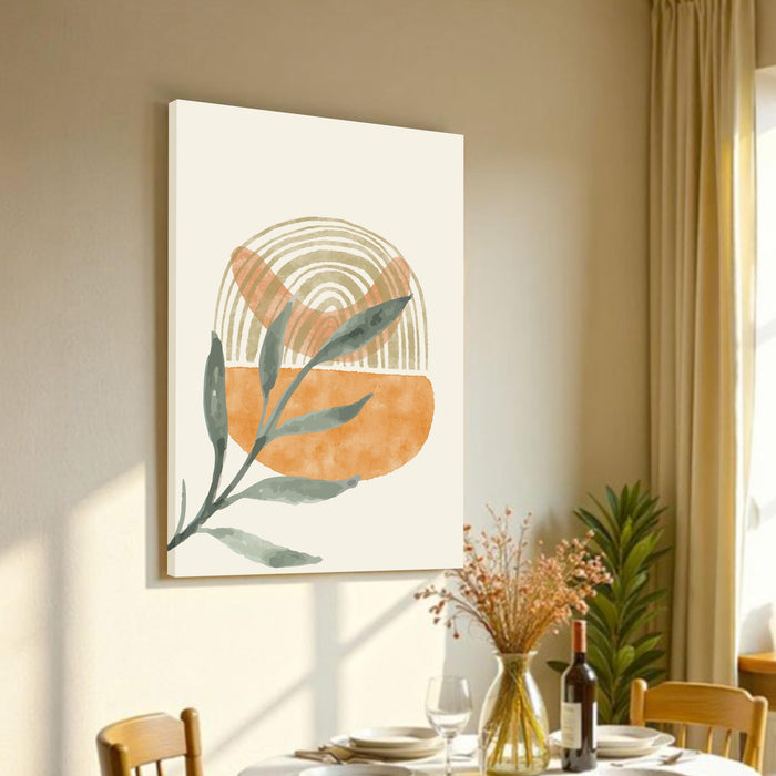 Abstract Plants Stretched Canvas Wall Art Modern Boho Illustration Painting for Home & Office Wall Decor, (16x22 Inch)