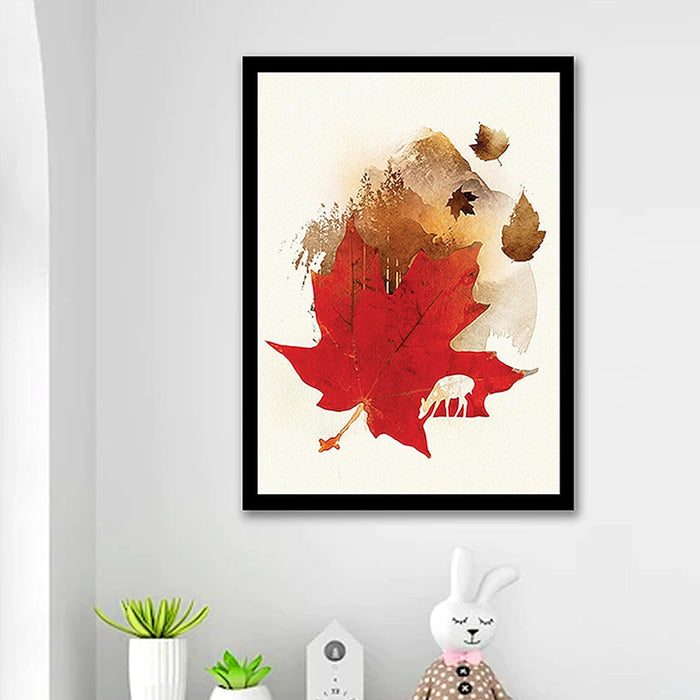 Red Lion Face Abstract Design painting Art Print for Home, Kids Room Decoration (12.9 x 17.7 Inches)