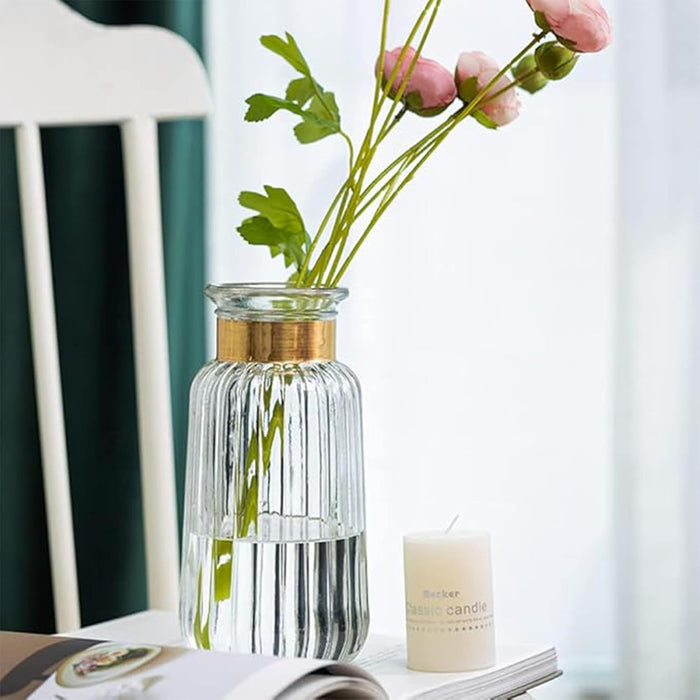 Glass Flower Vase for Modern Decorative Flower and Plants for Table Centerpiece Decoration (Blue, 11x22 cm)