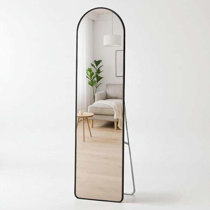 Cheval Mirror 4.5 Feet Arch Mirror for Bedroom | Full Length Dressing Mirror Aluminum Frame with Stand (Gold, 37x147 CM)