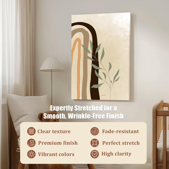 PAINTINGMANTRA Abstract Botanical Rainbow Stretched Canvas Wall Art Modern Boho Illustration Painting for Home & Office Wall Decor, (16x22 Inch)