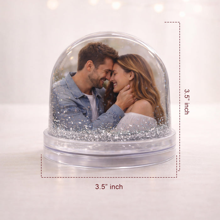 Art Street Customized Silver Glitter Liquid Photo Frame, Desktop Table Frame with Sparkling Glitter Cascade, Acrylic Snow Globe Photo Frames for Valentine's Day Gift, Anniversary, 3.5x3.5 Inch