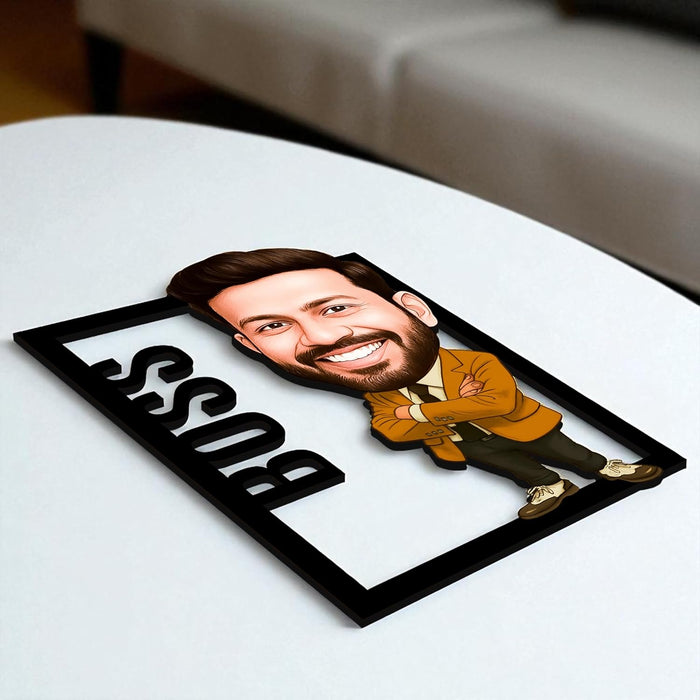 Personalized Caricature Gifts for Men Boss, Employee Friends, Brother, BFF, Boyfriend, Father Character Caricature Standee, Photo Frame Unique Design Customized Gift for Friends & Family