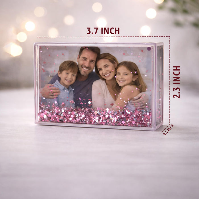 Art Street Pink Glitter Magnetic Photo Frame, Liquid Filled Photo Holder, Dynamic Shaking Glitter Photos Magnet, Unique Valentine’s Day Gift, Acrylic Fridge Magnet Frame, 2.3x3.7 Inch