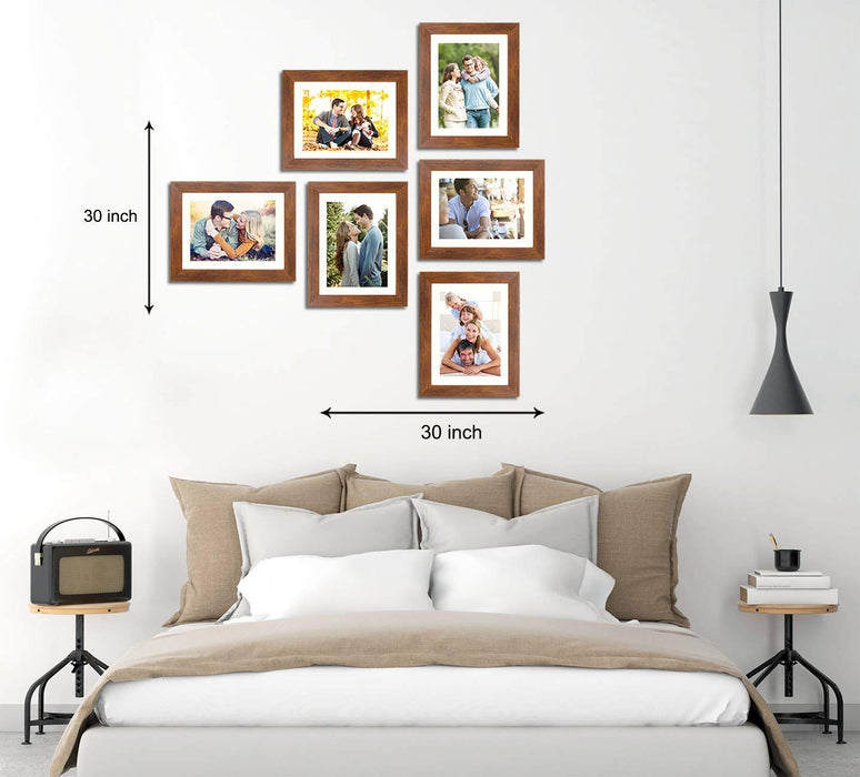 Art Street Wall Set of 6 Photo Frame with Free Hanging Accessories (8" X 10" Picture Size ) Brown