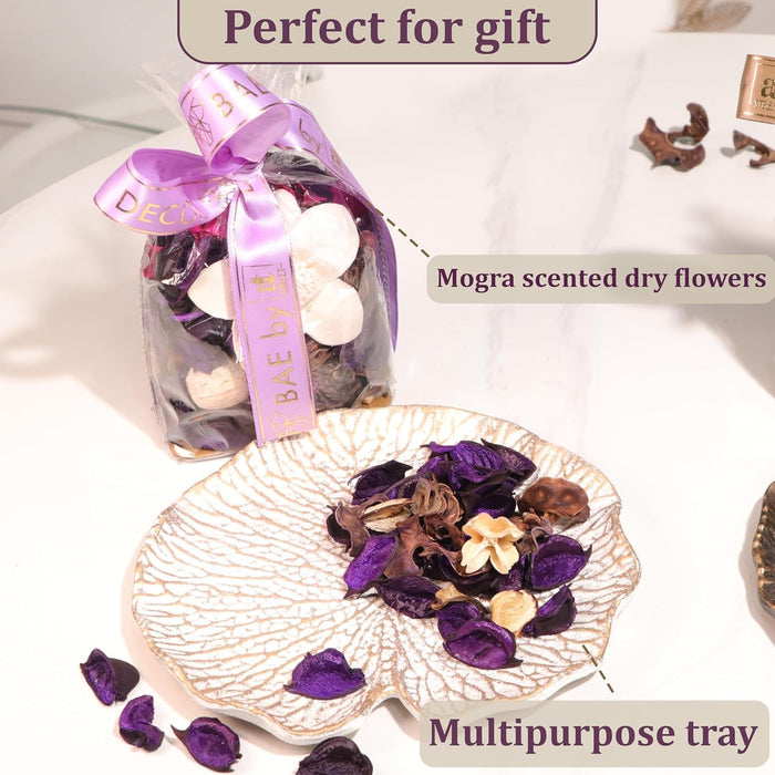 Diwali Gift Hamper Box with Table Lamp, Vanilla Scent Potpourri and Tray, Friends and Relatives (Pack of 3)